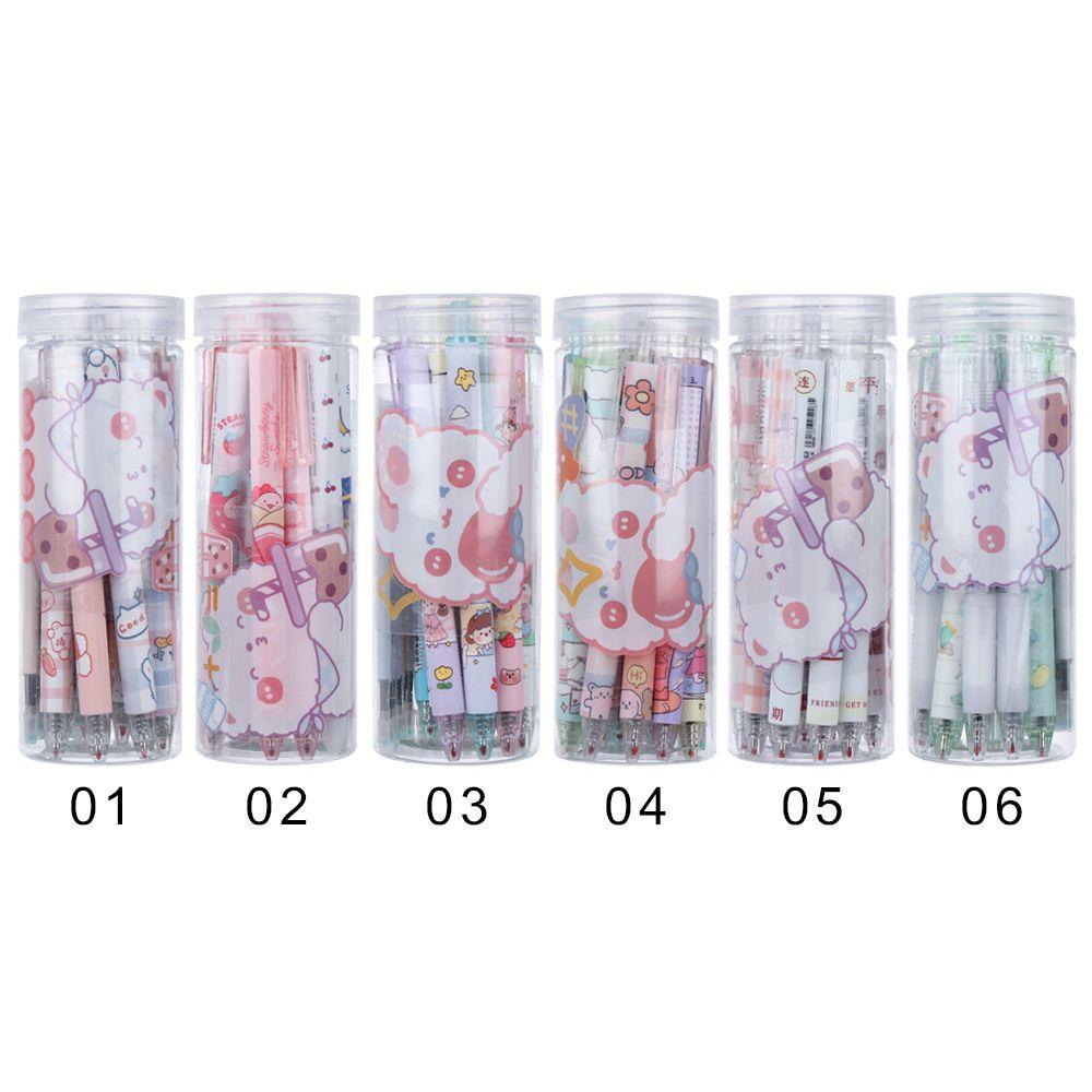 Populer 12PCS/Set Bolpoin Lucu Set Alat Tulis Warna-Warni Isi Ulang Kartun Gel Pulpen