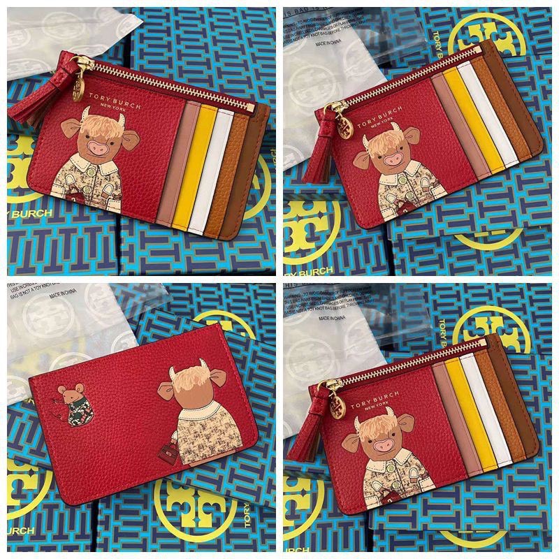 CARD HOLDER TB TORY BURCH COW RAT/ COIN POUCH / LEATHER / IMPORT / BOX / FREE BUBBLE WRAP