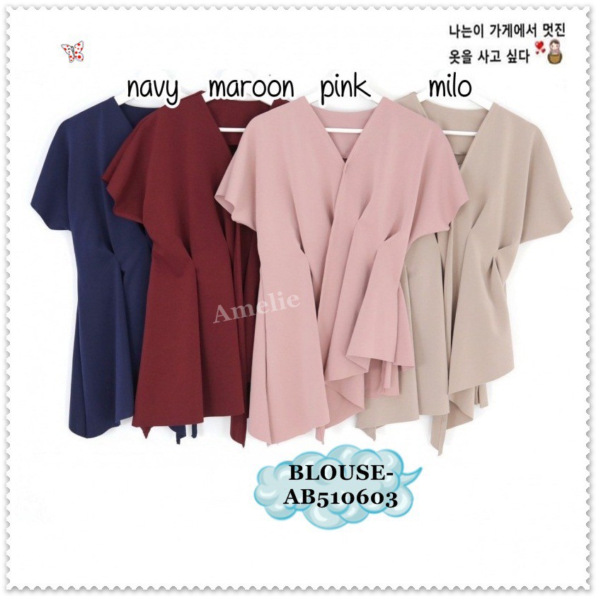 [baju wanita korea]  Baju Atasan Wanita Blouse Bangkok Korea Import Merah Pink