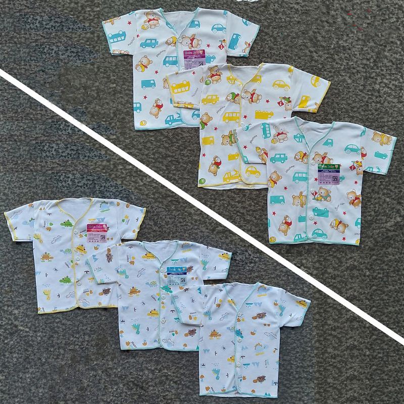 PROMO 3 PCS BAJU BAYI LENGAN PENDEK MOTIF - BAJU BAYI BARU LAHIR (NEWBORN)