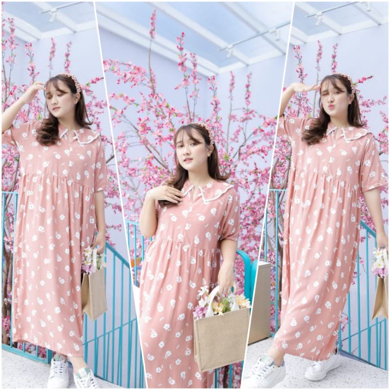 Daster ANDIN/Daster KOREA/Daster kerah renda/Dress korea/homedress korea/daster busui/daster rayon-Moana