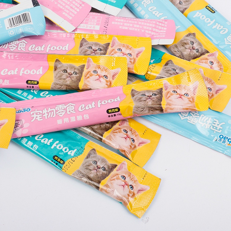 【Beli 10 Gratis 3】Snack Kucing Snack Hewan Peliharaan 15g/Strip Snack Pengemukan Kucing Pelengkapa Hewan Peliharaan