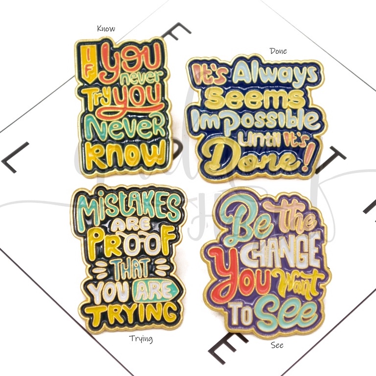 Pin Golden Quotes Bros Pin Tas Motif Kata Kata Simple GH 208824