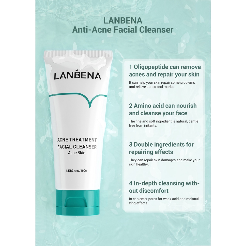 [BPOM] LANBENA Oligopeptide  ponds sabun Jerawat alat Jerawat pembersih wajah  muka make up wajah pria wanita alat pembersih wajah pemutih pembersih muka ponds Oil Control Skin Acne Treatment 100g