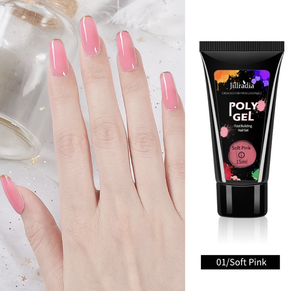 Jillradia Crystal Extension Glue Gel Polygel Nail art cat kuku / Extension kuku berawarna 15ml KU017
