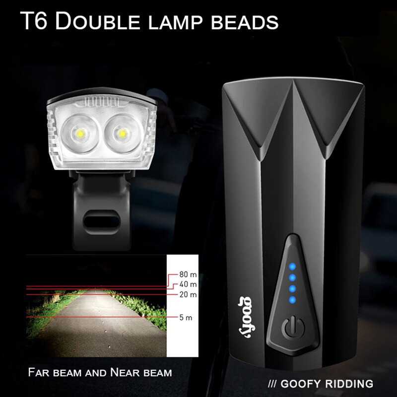 Goofy Lampu+klakson Sepeda LED USB Cree T6 300 Lumens Klakson DT-6105C