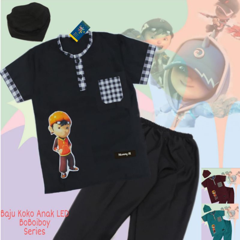 STELAN BAJU KOKO ANAK BOBOIBOY SERIES 1-6TAHUN LED