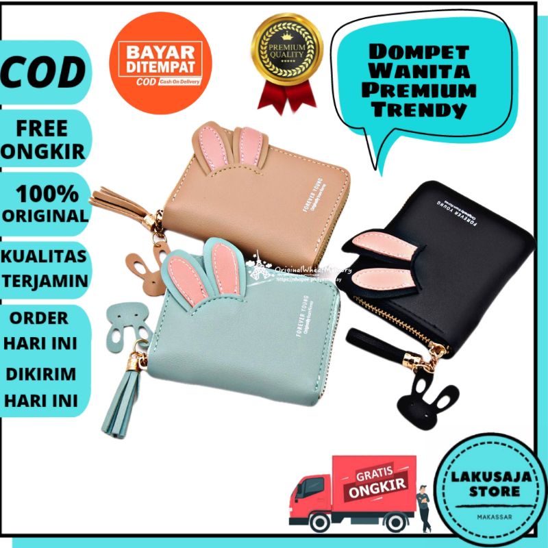 DOMPET LIPAT DOMPET WANITA RESLETING DOMPET UANG KOIN DEOMPET KARAKTER KELINCI KOREAN WOMEN FASHION