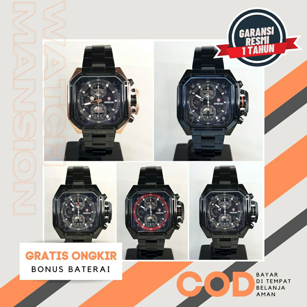 JAM TANGAN PRIA EXPEDITION 6812 E6812 E 6812 STAINLESS STEEL ORIGINAL GARANSI 1 TAHUN