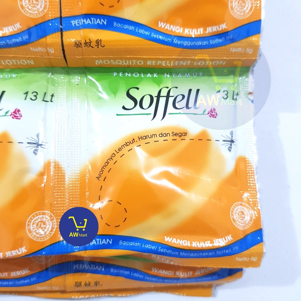 SOFFELL PENOLAK NYAMUK RENCENG RENTENG (12 SACHET X 6 GR)  WANGI KULIT JERUK 6 GRAM