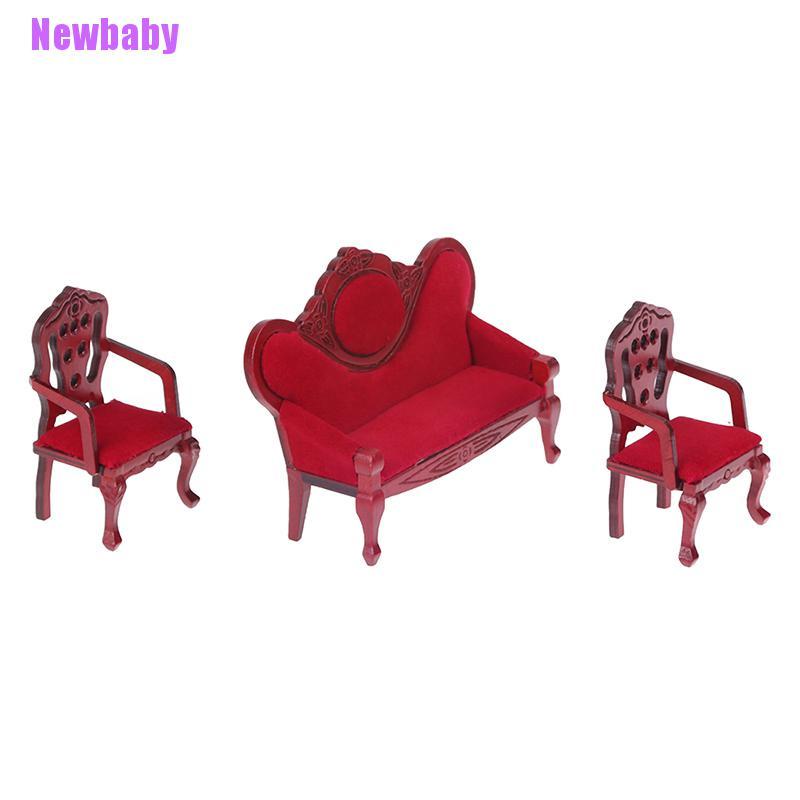 (Newbaby) 1 Set Miniatur Sofa Ruang Tamu Skala 1: 12 Untuk Rumah Boneka