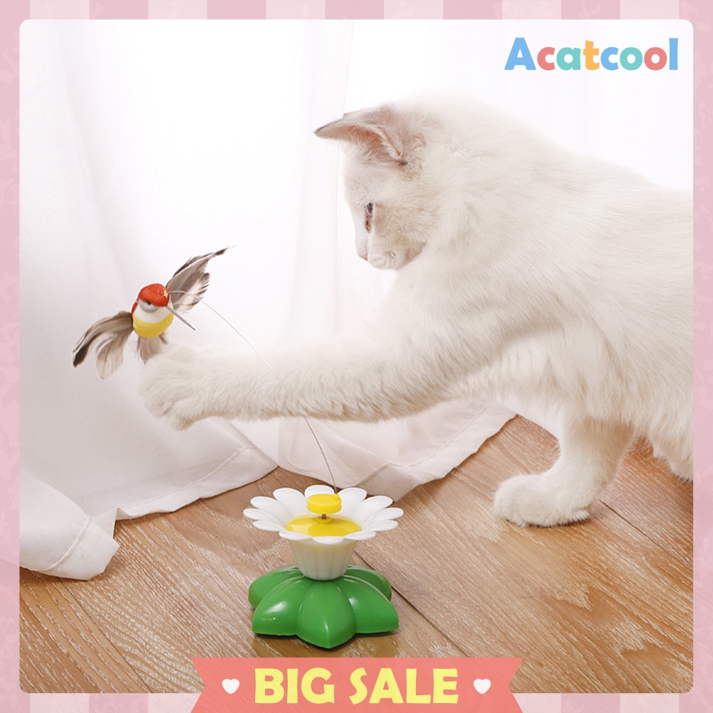 Electric Rotating Funny Cat Toy Bird Butterfly Pet Trainning Random Color