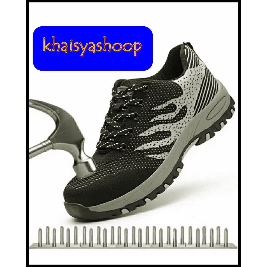 Safety Shoes / Sepatu Safety Fire Hitam Putih / Safety Shoes Model Sport Import