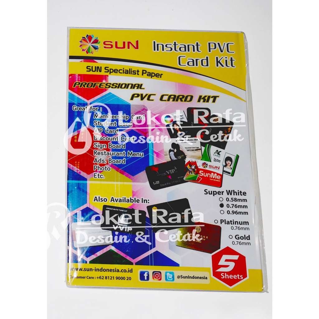 

SUN PVC ID Card Super White 0.76 (Isi 5 Lembar = 50 Card)