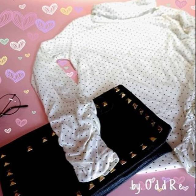 BAJU LENGAN PANJANG POLKADOT BLOUSE POLKA BLOUSE CEWE ATASAN POLKADOT ATASAN WANITA ATASAN CEWE