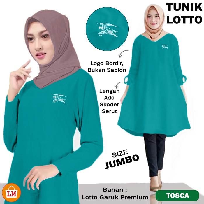 Atasan Wanita Muslim TUNIK LOTTO Bahan Lotto Garuk JUMBO Logo Bordir Bukan Sablon TERMURAH TERBARU KEKINIAN LMS 27845 27848 27851