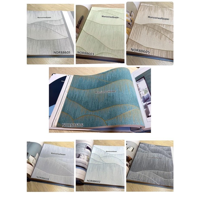 Wallpaper Wallpaper Dinding Gunung Lembah Natural Glitter Tosca Hijau Abu Gold