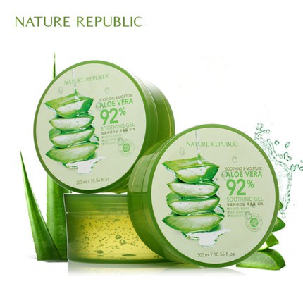 [ MELAYANI COD ] FREE 2 PCS MASKER ROREC NATURE REPUBLIC Aloe Vera 92% Soothing Gel 300ml (JAR)