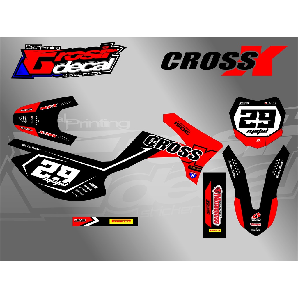 STICKER VIAR CROSS X 150 MERAH FULL BODY STICKER VIAR CROSS 200GT FULLBODY