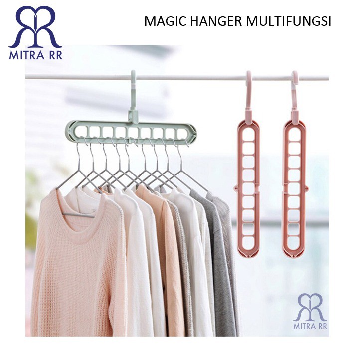 Magic Hanger - Gantungan Baju Multifungsi - Hanger Baju Ajaib Dapat Dilipat dengan 9 Lubang