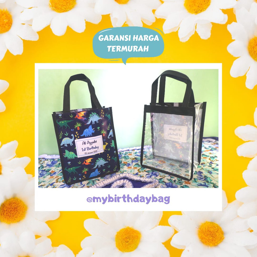 

Free Filter Instagram Tas mika Tote Bag PVC Dinosaur Goodiebag dino Birthday Kids Goodie Bag Ulang Tahun