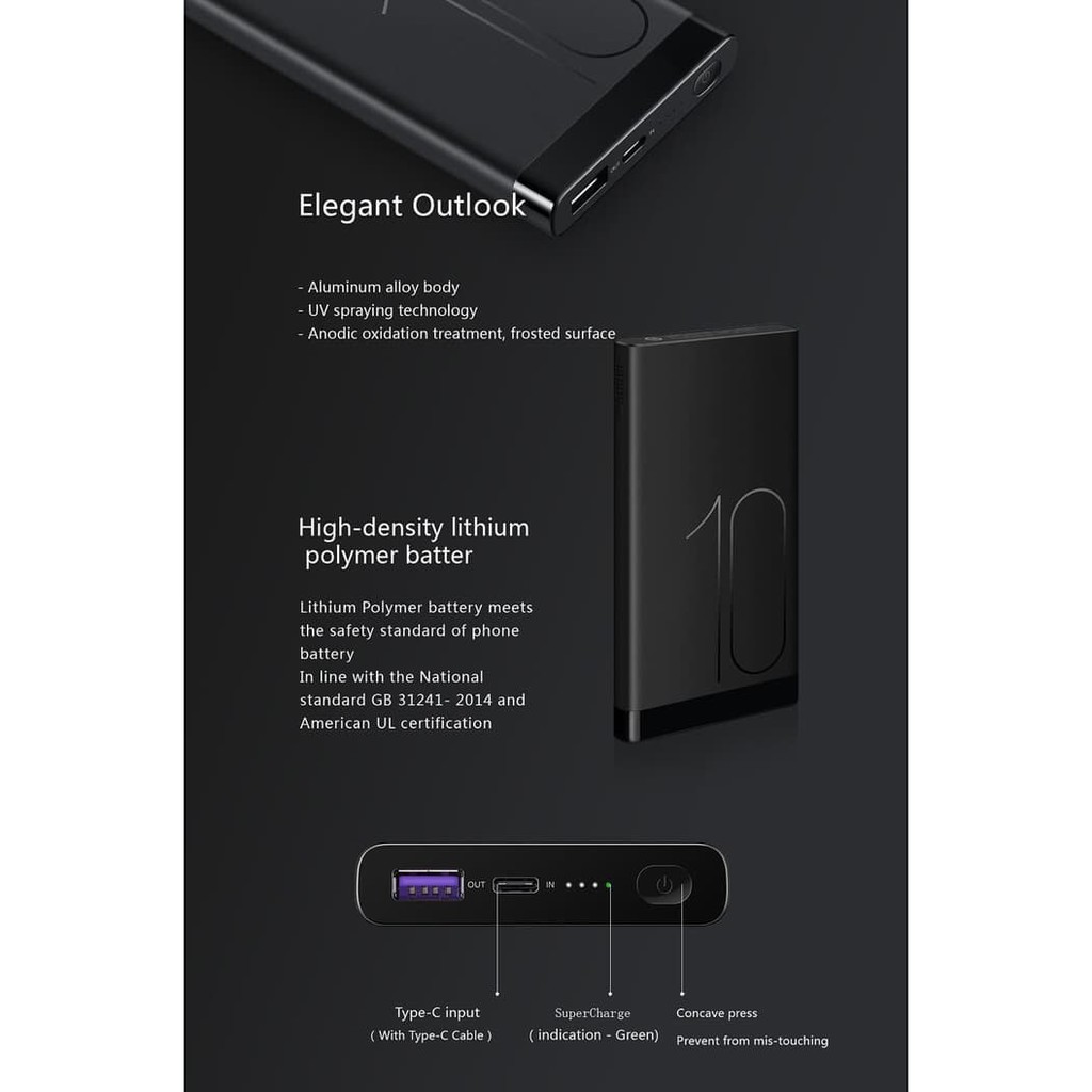 POWER BANK HUAWEI AP09S SUPER CHARGE 10000MAH