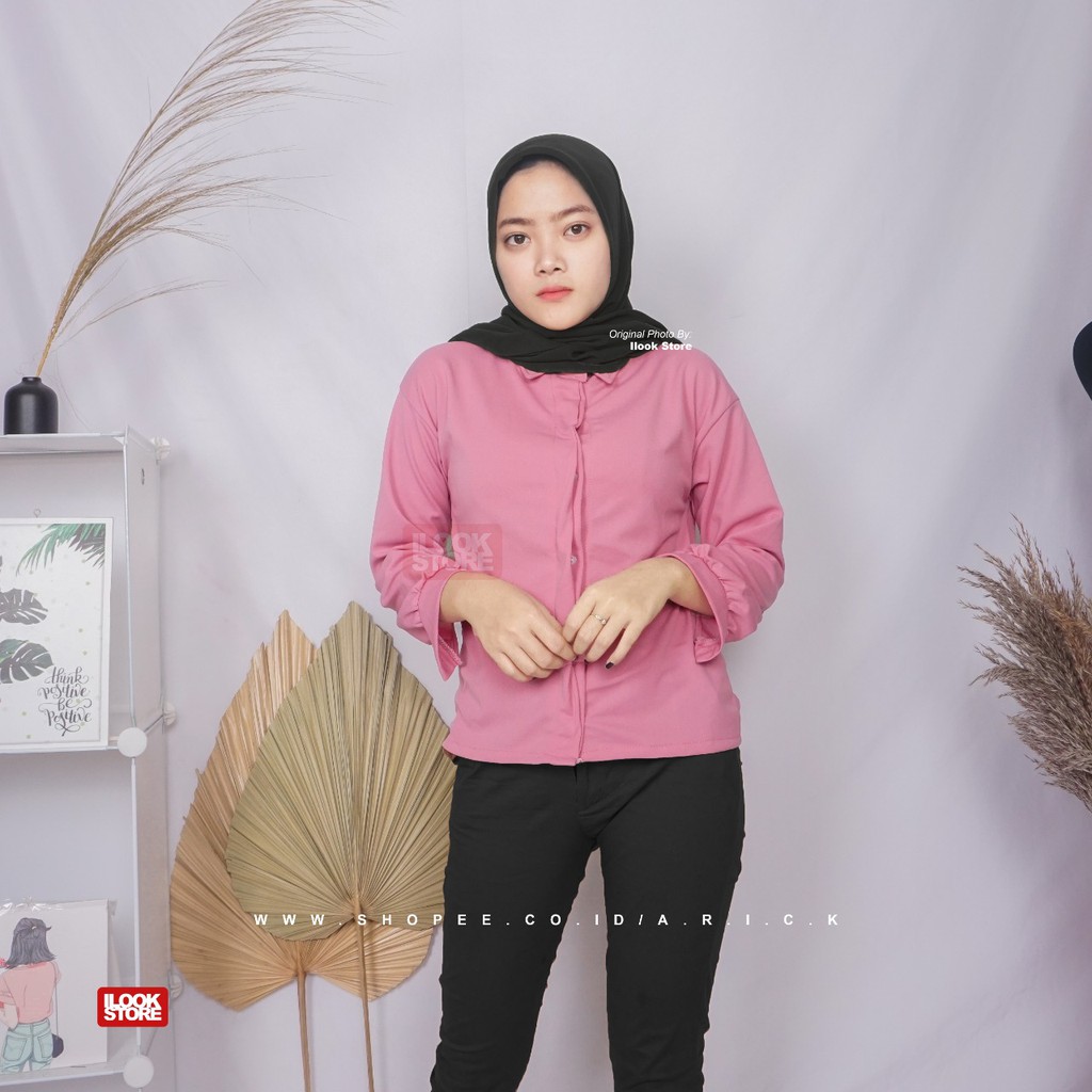 ilook | Blouse Keyra | Fashion Wanita | Bahan Creap - Fit to L-Keyra - Dusty