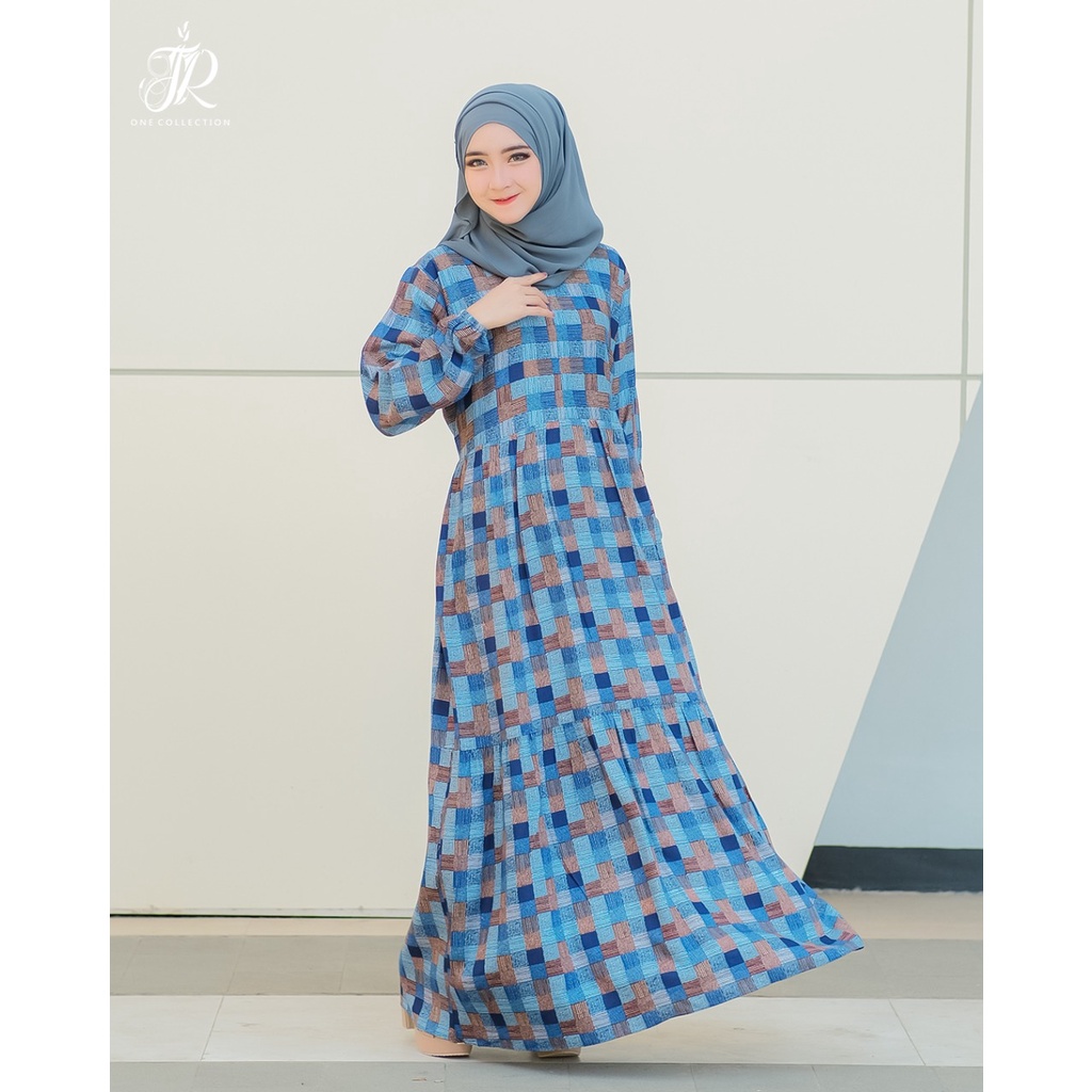 Gamis katun rayon ORI JROne HUSNI TIWI adem katun bangkok homedress motif KOTAK POLKA ABSTRAK ANYAM JR one