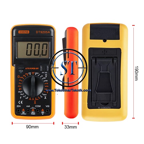 Multitester Multimeter Avo Meter Digital DT9205A DT 9205A AC/DC Voltage Current Resistance Capacitance HFE Diode Tester