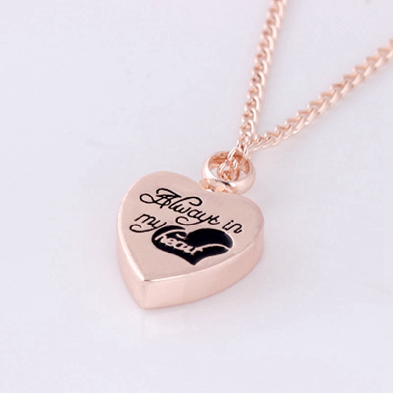 itanium Steel Always My Heart Funeral Cremation Jewelry Silver Urn Necklace Pendant For Ashes Memorial Keepsake Necklace