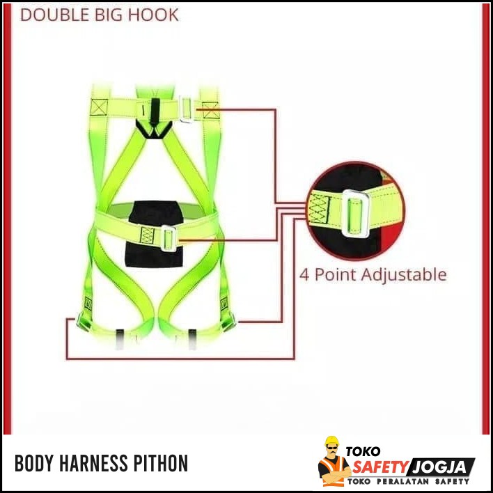 Full Body Harness Pithon Double Hook / Double Lanyard dengan Shock Absober