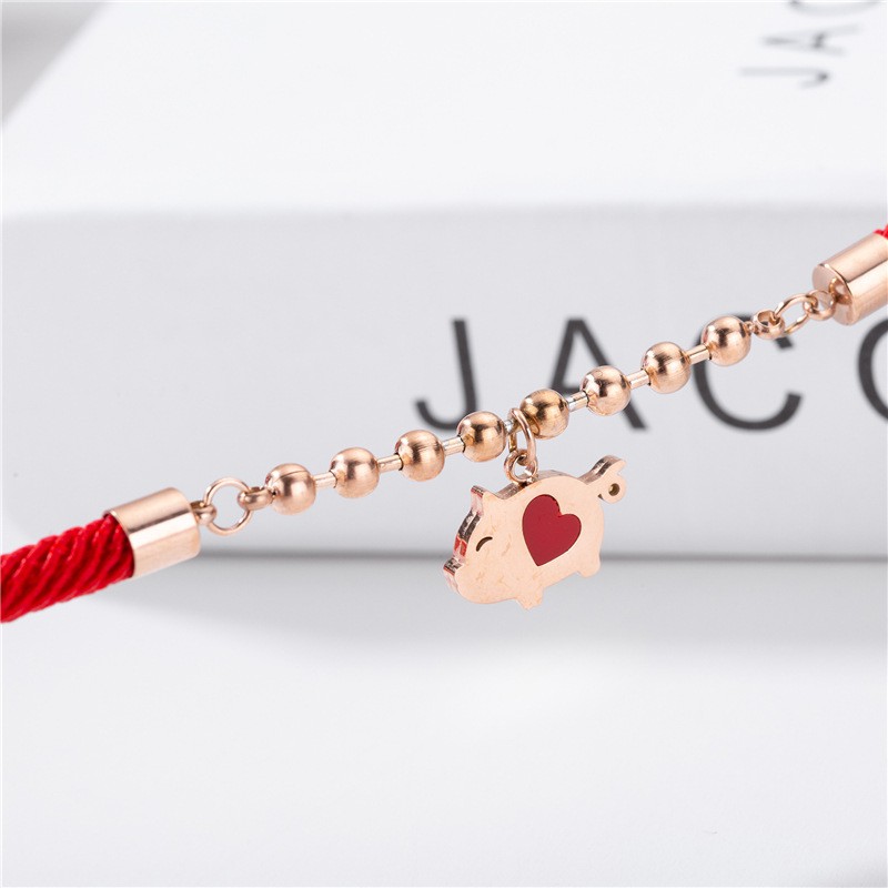 Gelang Bracelet Wanita Titanium Korea Cocok Hadiah GK066 elegant motif babi lucu