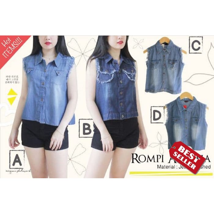 Jaket Jins Wanita Jeket Biru Tua Jket Murah Aura Jacket Denim Jin HW208 [Rompi Jeans Ro] Jaket Wanit