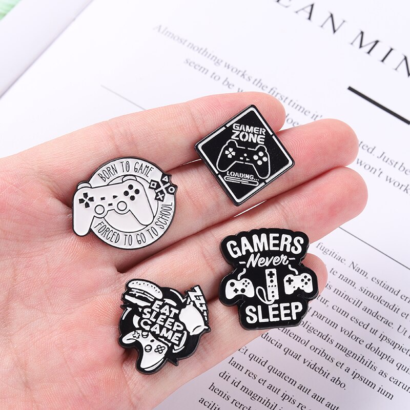 Gamer Enamel Pin Gaming Quote Brooches Video Game Player Teen Boys Hat Shirt Metal Badges Gift for Geeks-n-Gamers