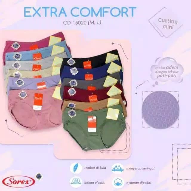 cd celana dalam wanita sorex 15020 mini dan 15021 midi extra comfort