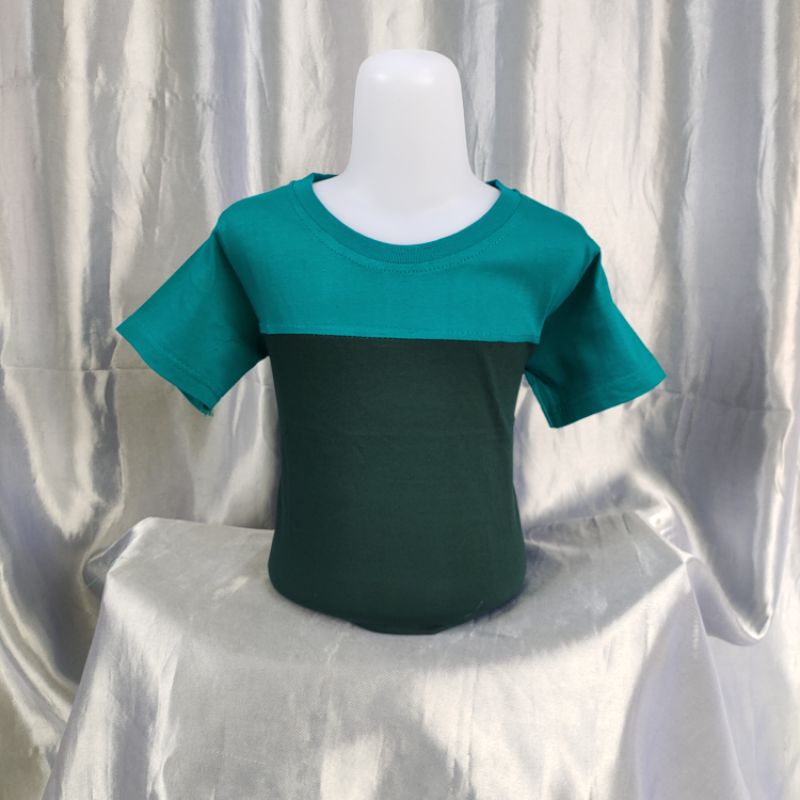 kaos reglan polos kombinasi TOSCA-HIJAUBOTOL uk 20 22 S M L XL XXL