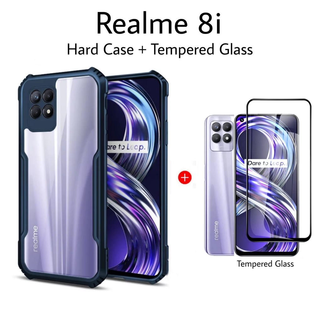 PAKET 2in1 Hard Case REALME 8i 2021 Terbaru Case Fusion Shockproof Fusion FREE Screen Guard Handphone FULL