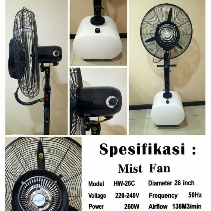 MISTY STAND FAN MISTFAN KIPAS ANGIN AIR EMBUN 26 INCH AIR CAP 60
