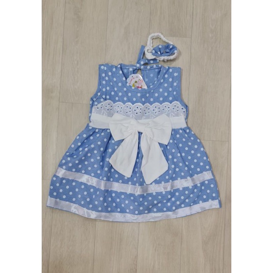 baju bayi perempuan dress PITA + BANDANA baby girl