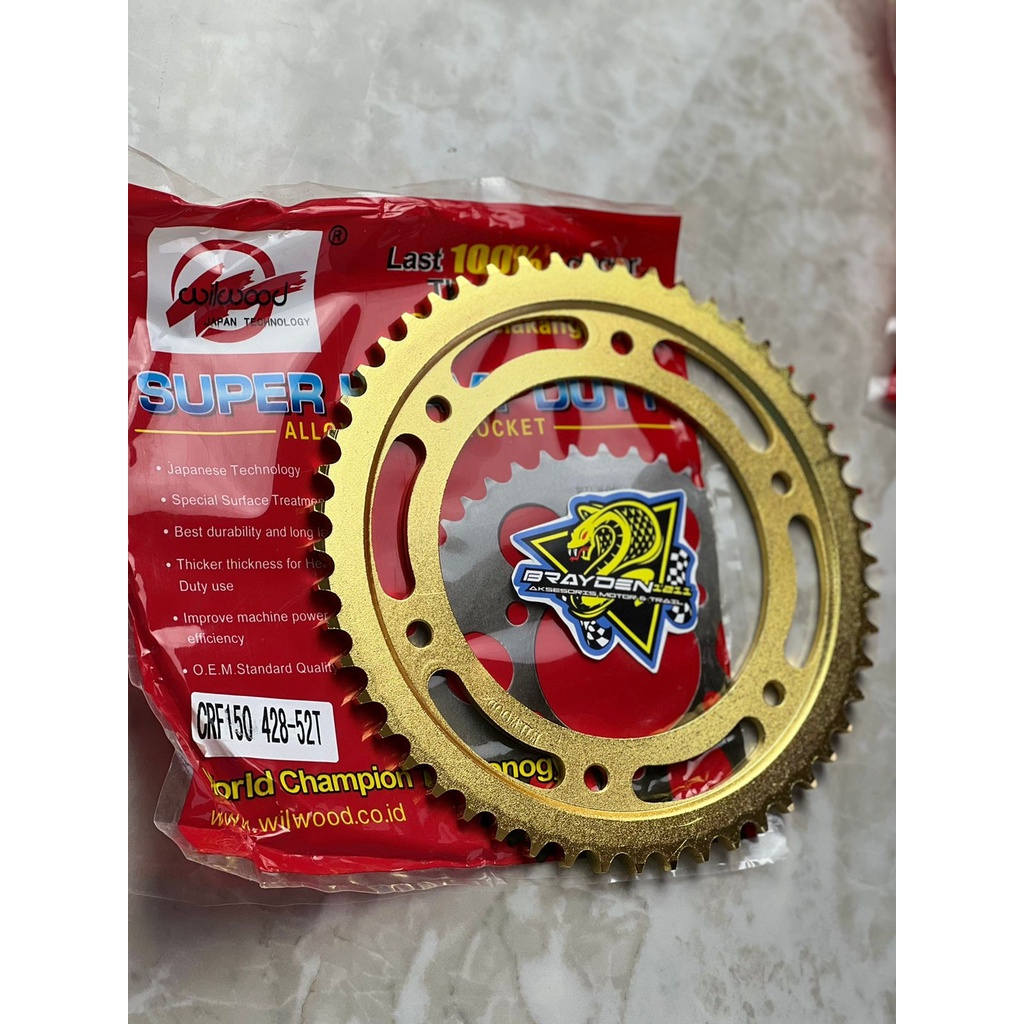 GEAR BELAKANG CRF 46 48 50 52 53 54 55 56/GEAR BELAKANG CRF 150 GOLD SSS VZM WILWOOD