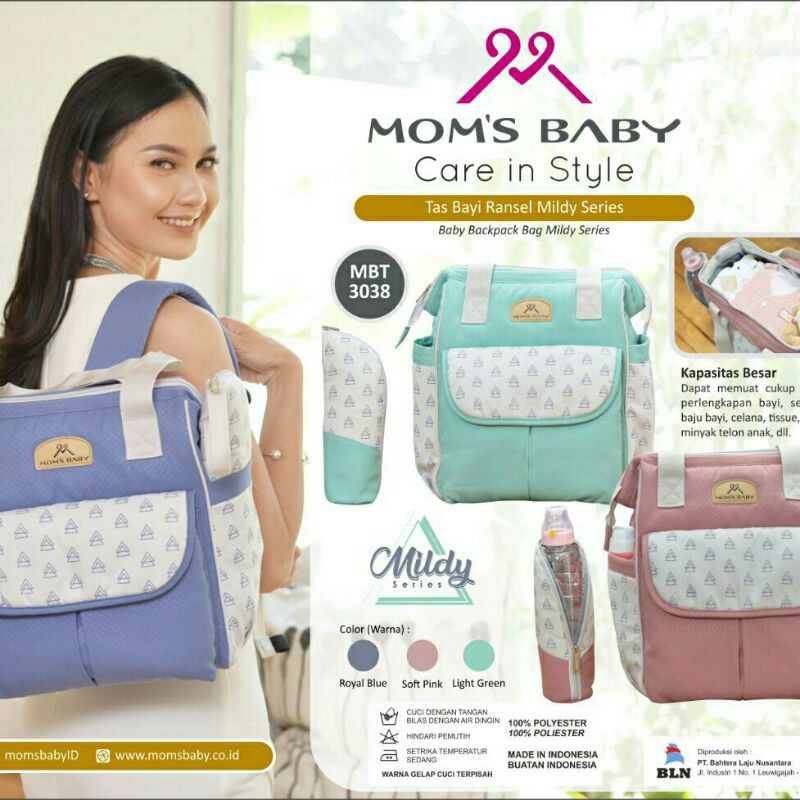 tas ransel bayi mom's baby mildy series / tas popok bayi ransel
