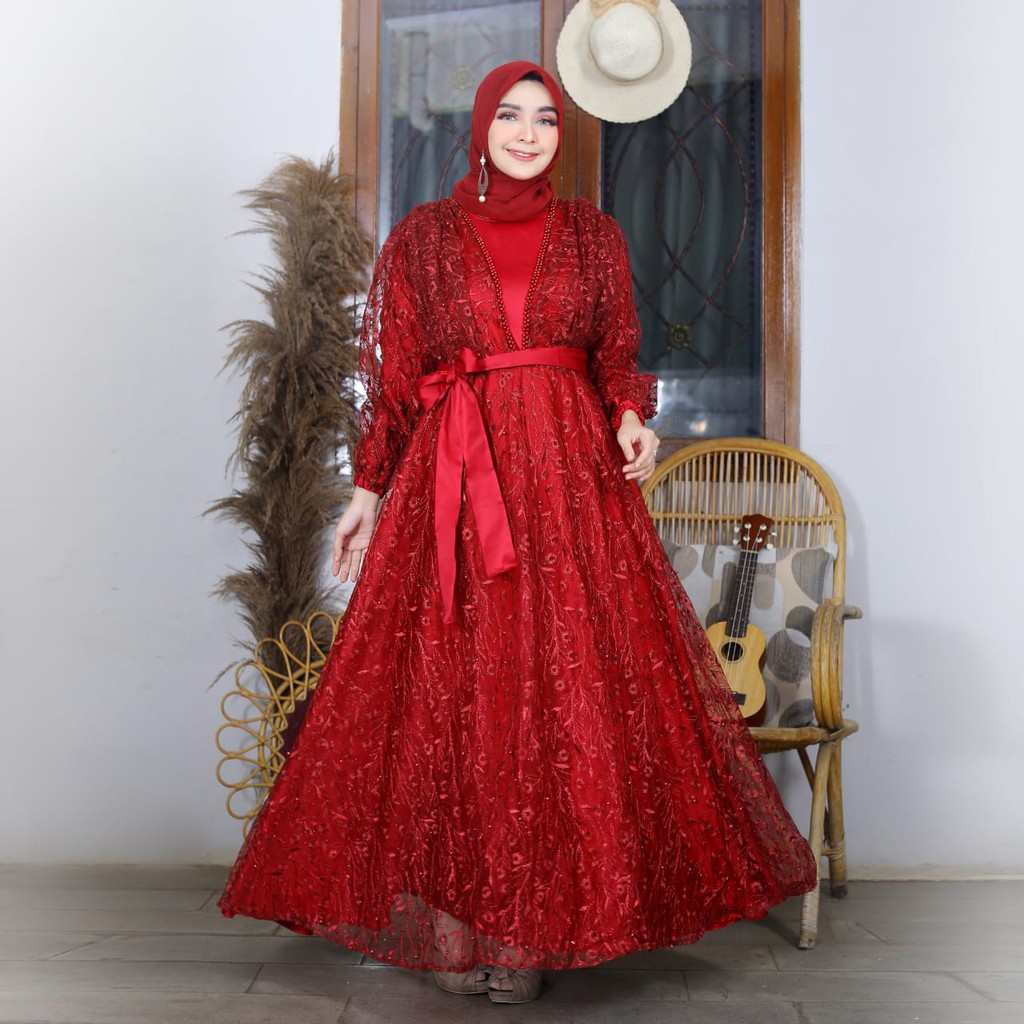 GAUN MUTIARA / GAMIS TULLE PREMIUM / GAMIS PESTA