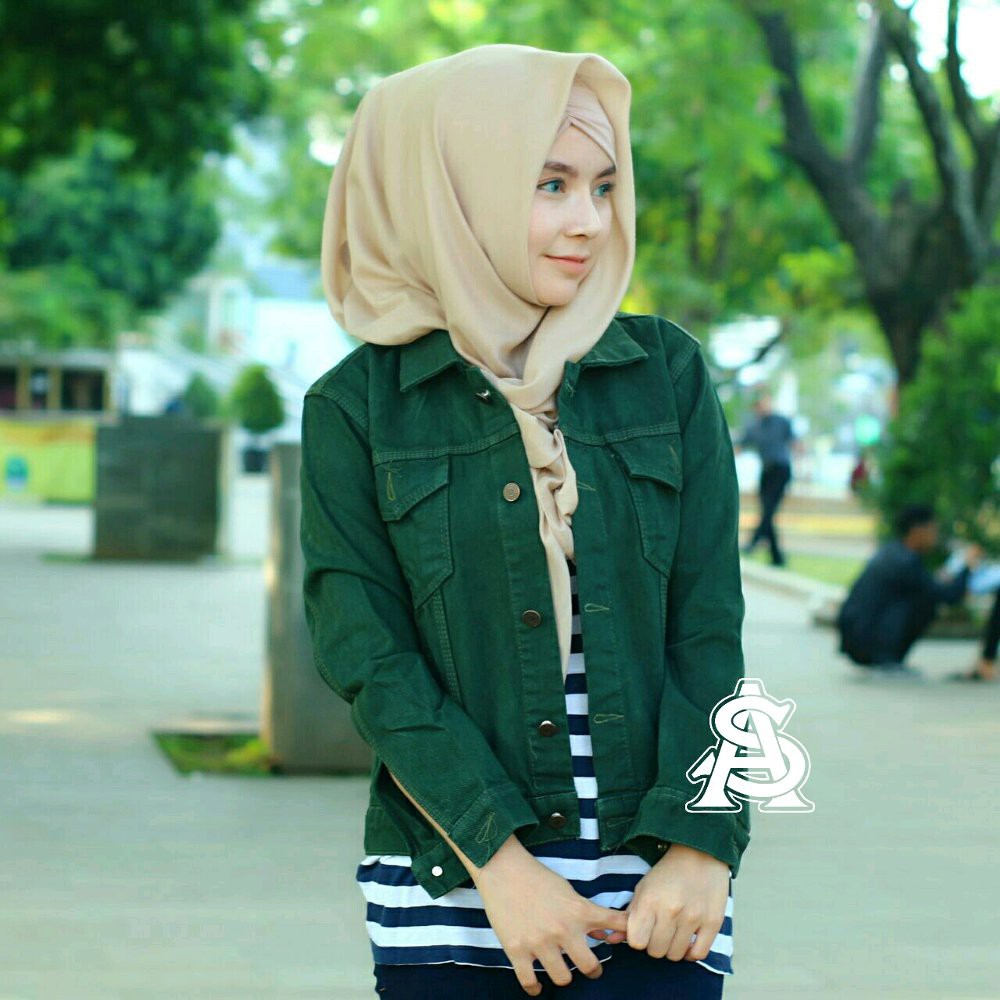 TERLARIS Jaket jeans denim Cewek  wanita Hijau Army
