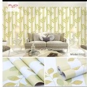 wallpaper dinding 45 cm x10 meter motif DAUN HIJAU