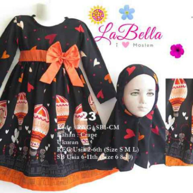 gamis anak labella sb (6-11 thn)