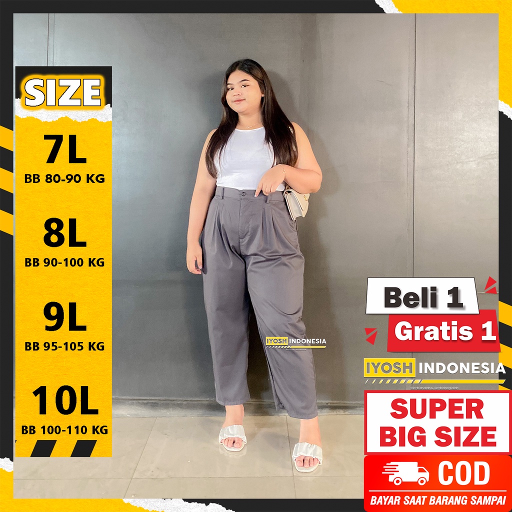 BAGGY PANTS JUMBO PREMIUM BB 80 KG - 110 KG CELANA KERJA WANITA CELANA BAHAN L7, L8, L9, L10