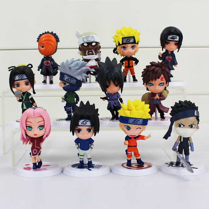 Action Figure Anime Naruto Set Itachi  6 PCS / Miniatur Naruto Sasuke, Sakura, Kakashi, Gaara, Itachi Uchiha, Zabuza, Haku, Tobi, Killer Bee Kurama Pajangan Set Figur Figure / Patung Naruto / Mainan Naruto Sasuke Mini / Naruto Figure Action Pvc Original