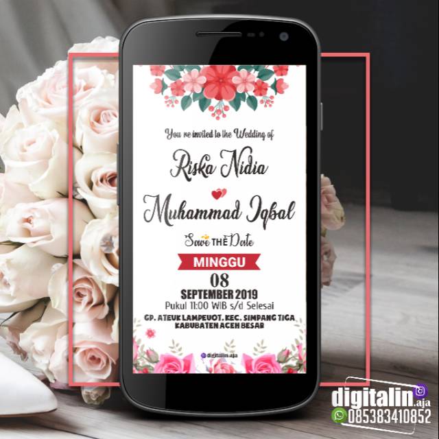Undangan Pernikahan Digital Flower Simple St61 Shopee Indonesia