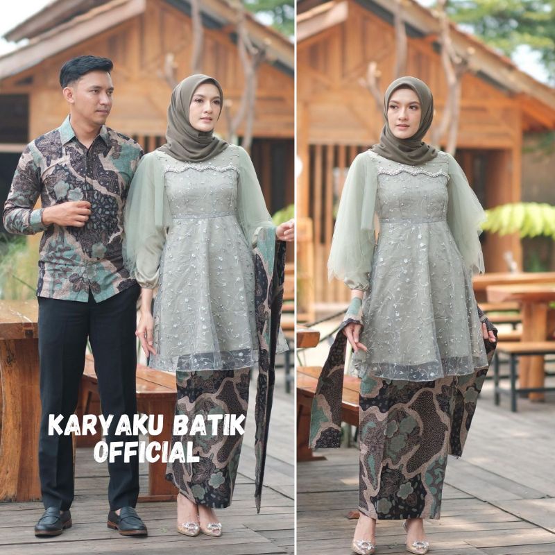 Batik Couple Kebaya Modern Kebaya Tunangan Lamaran Baju Wisuda Batik Brukat Terbaru-0