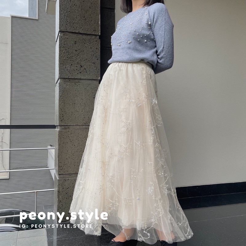 Peony ROK TULLE PANJANG MOTIF GALAXY KOREAN STYLE